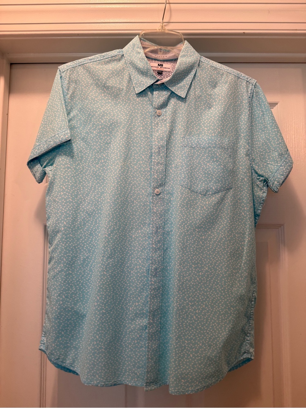 Michael Brandon Men's Short-Sleeve Button-Up Shirt in Light Teal